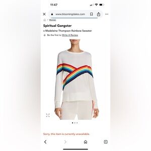 Spiritual Gangster x Madeleine Thompson rainbow sweater, sz M